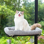 Cat Window Perch, Cordless Cat Hammock Window Seat with Sturdy Metal Frame Supports and 4 Strong Suction Cups (Grey, Short Hair)