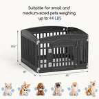DUMOS Dog Playpen 4 Panels 24" Plastic Exercise Indoor Pen with Door Small Puppy, Medium Dogs Animal Pet Fence for Outdoor, Garden, Yard, RV Camping, Black