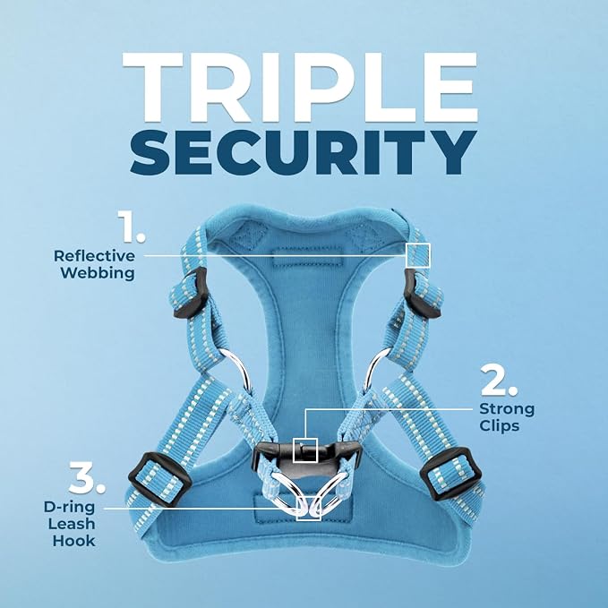 Voyager Step-in Flex Adjustable Dog Harness - Baby Blue, Small | 15 - 18" in Chest, Fully Adjustable, Reflective Bands, All Weather Breathable Air Mesh, Lightweight, Fast Drying