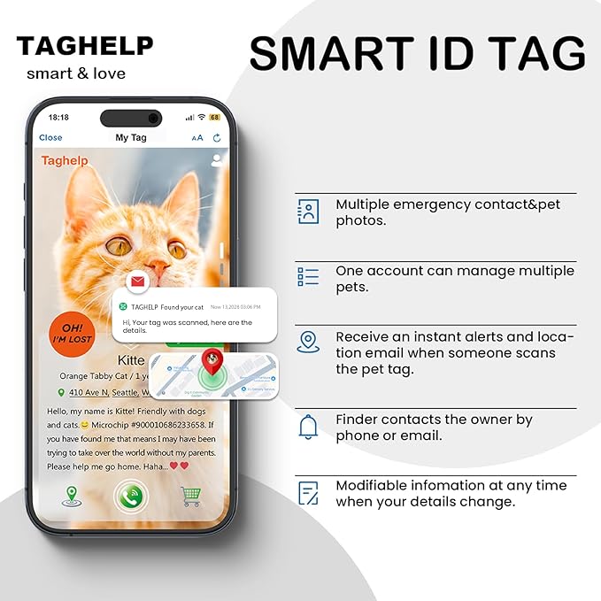 Smart QR Code Cat Collar 2-Pack, Adjustable Safety Breakaway Collar with Digital Pet ID, Flower Pendant & Bell for Indoor Outdoor Cats (Pink & Purple)