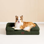 EHEYCIGA Orthopedic Dog Beds Large Sized Dog, Waterproof Washable Pet Bed | Non-Slip Bottom and Egg-Crate Memory Foam XL Dog Couch Bed with Washable Removable Cover, Dark Green, 41Inch
