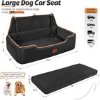 XIEEAOZEE Large Dog Car Seat for Dods Under 100 lbs, Memory Foam Dog Car Bed for Backseat & Trunk, Detachable and Washable Cover, Pet Travel Seat with Storage Pockets, 2 Safety Belts