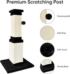 Cat Scratching Post for Indoor Cats, 32Inch Sisal Cat Scratcher | Wide Stable Base, Full-Body Stretching Cat Scratch Post, Heavy Duty Post for Cat Adults to Protect Furniture, Black and White