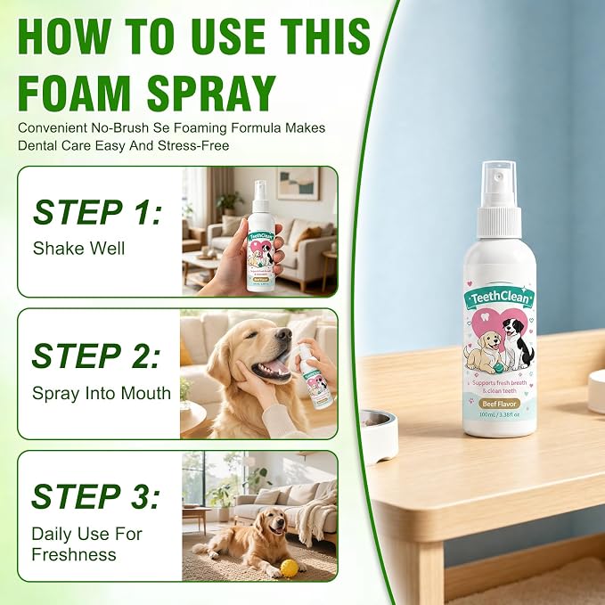 2Pcs Premium Dental Spray, Probiotic Oral Spray, Suitable for Dogs and Cats, Freshens Breath, Helps Keep Teeth Clean and Gums Healthy, Maintains Oral Hygiene - No Brushing Required (100ml)