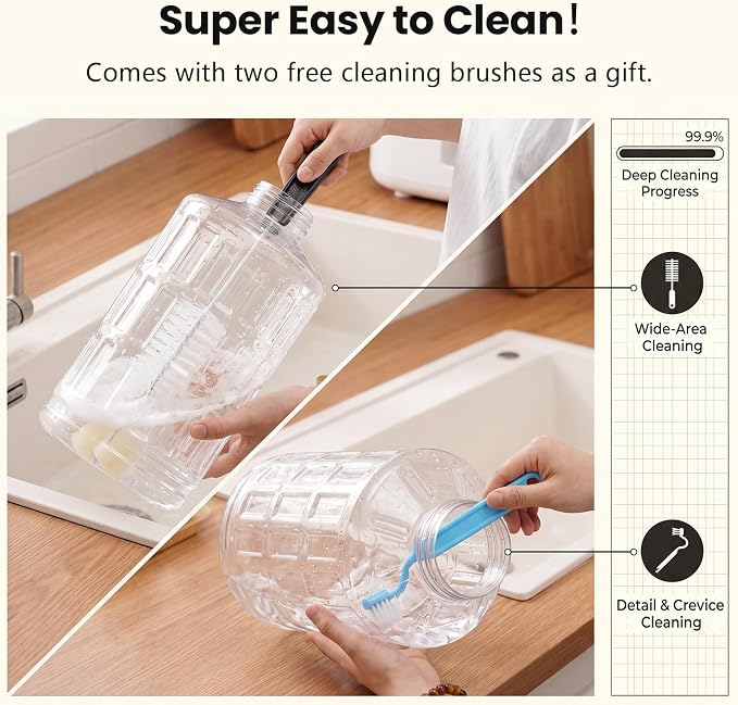 CZPET Dog Water Bowl Dispenser 5L, Wider Mouth Gravity Refilling (White) | Automatic Cat Waterer with Removable Stainless Steel Bowl, Upgraded Brush, Easy Cleaning, Large Drinking Area for Multi-Pet