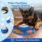 Slow Feeder Dog Bowls with Lick Mat & Rolling Lick Ball, Enrichment Toys | 10oz. 3-in-1 Feeder. Leak-proof, Non-slip. Interactive Play. Slow eating. Liquid, Thick Treats & Kibble, Food-grade Silicone