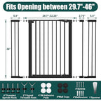 keny 36" Extra Tall Baby Gate for Doorways, Fits 29.7" to 46" Openings | Auto Close Pressured Mounted Dog Gate for Stairs, No Drilling Easy Install Pet Gate, Black
