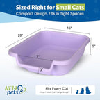 KittyGohere Senior Cat Litter Box Small with Scoop, Storybook Lavender | Open Top Low Entrance Kitty Litter Box With With Long-handle Jumbo Scoop, Lightweight & Durable Litters Box, Made in USA