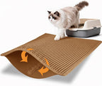 Pieviev Litter Mat, Double-Layer Waterproof Litter Trap, 30" x 24" Brown | Honeycomb Design Catches Scattered Particles to Stop Tracking, Urineproof Base Protects Floors, Easy to Clean