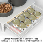W‌SOWX Adjustable Automatic Cat Feeder Stand, Elevated Cat Food Stand,White | With Drawer and Cat Food Mat,Raises Feeder/Bowls by 4.1"/4.9"/5.7",Relieves Spine and Joints Noticeably on Pets-Sturdy Metal