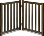 LZRS Wooden Free Standing Foldable Dog Gate Indoor – Solid Hard Wood 40" W x 24" H, Step-Over Safety Pet Gate for Doorways, Stairs & Small Spaces - Indoor Use, Walnut