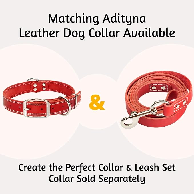 Leather Dog Leash 6 ft x 3/4 inch - Soft, Strong, Heavy Duty for Large & Medium Breeds - Dog Lead for Walking & Training (Red, L - 6 ft x 3/4 inch)