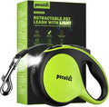 Retractable Dog Leash with Light, 16.4 ft Retractable Pet Leash with Anti-Slip Soft Grip, 360° Tangle-Free, One-Button Control, Reflective Leashes for Small Medium Dog Up to 66 lbs