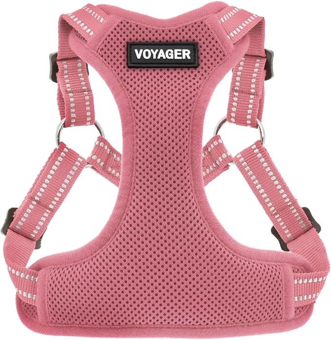 Voyager Step-in Flex Adjustable Dog Harness - Pink, Medium | 17 - 21" in Chest, Fully Adjustable, Reflective Bands, All Weather Breathable Air Mesh, Lightweight, Fast Drying