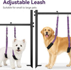 Dog Grooming Arm for Table, H-Shape Adjustable Grooming Stand, 42" Height & 26"–50" Width, Clamp-On Pet Grooming Arm with Grooming Loop and Belly Strap Set for Home Grooming, Nail Trimming & Drying