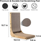FUKUMARU Cat Scratcher, 18.7 Inch L Shaped Cat Scratch Pad Wall Mounted | Vertical Cat Scratching Board with Ball Cat Toy for Indoor Cats, Cardboard Cat Scratcher for Wall Sofa Couch