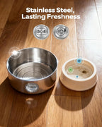 Cordless Cat Water Fountain Wireless: Pet Fountain with 8 Filters 8 Sponges | 2.6L Battery Powered Cat Fountains for Cats Indoor Rechargeable Kitty Water fountain stainless steel with Water Level Window
