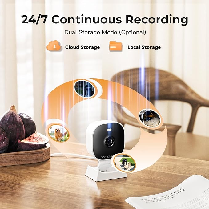 2K Cameras for Home Security Indoor/Outdoor,Inside Cameras for House/Baby/Elder/Pet,Wifi Camera,Plug&Play,Color Night Vision,2-Way Audio 24/7 Record,Support Cloud/Memory Card(Not Included),6.56ft Wire