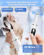 NATURE NERDS Plaque Remover for Teeth, Pet Tooth Brushing Kit, Dental Tools to Remove Plaque and Tartar, Safe for Dog and Cat, with LED Light, White