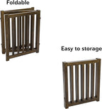 LZRS Wooden Free Standing Dog Gate 60" W x 24" H, Foldable Solid Hardwood Pet Safety Fence for House Doorways, Stairs, Hallways, Step-Over Pet Barrier, No Drill Easy Setup,Walnut