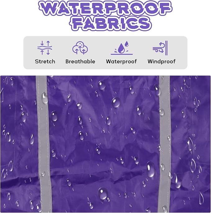 Purple Dog Raincoat with Reflective Strip Hoodie, Waterproof Poncho，S | Reflective Safety Trim, Waterproof & Breathable, Adjustable Hood, Leash-Friendly Access Hole, Easy On & Off Design
