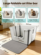 BOLUAMPHC® Large Foldable Cat Litter Boxes for Travel Includes Litter Mat & Scoop，Portable Litter Box for Cats with High Sides for Anti Splashing, Low Entry for Kitty & Old Cat, Easy Clean and Storage
