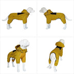 LOVELONGLONG Waterproof Dog Raincoat with Removable Hood – Outdoor Full Body Dog Jacket, Windproof Snowproof Shell Suit – All Season Pet Rain Gear Mustard Yellow L