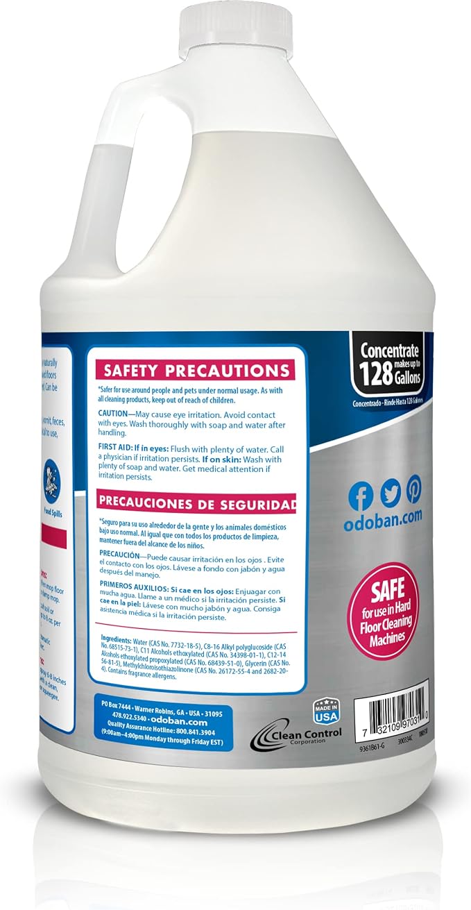 OdoBan Pet Solutions Oxy Stain Remover, Made in the USA, 2-Pack, 32 Ounce Sprays Each, and Neutral pH Floor Cleaner Concentrate, 1 Gallon
