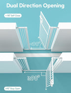 No Pawblems 71" Extra Tall Pet Gate, 29"-43" Wide Pressure Mounted, White | 1.37" Ultra Narrow Spacing, Auto-Close Tall Cat Gate for Doorway, Dual-Lock, One-handed Operation