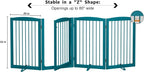 PUPETPO Freestanding Dog Gates with Door Walk Through, Pet Gate for Stairs, 80 inch Wide Gates Indoor, Dog Fences Indoor, Support Feet Included, 4 Panels, 32" Tall, Blue