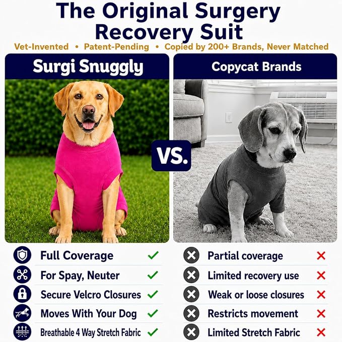 SurgiSnuggly Veterinary Invented Dog Surgical Recovery Suit for Female Spay, Male Dogs Neuters Onesie,Cone Alternative,The Onesie Bodysuit for After Surgery Small, Medium, Large Dogs PI XLL