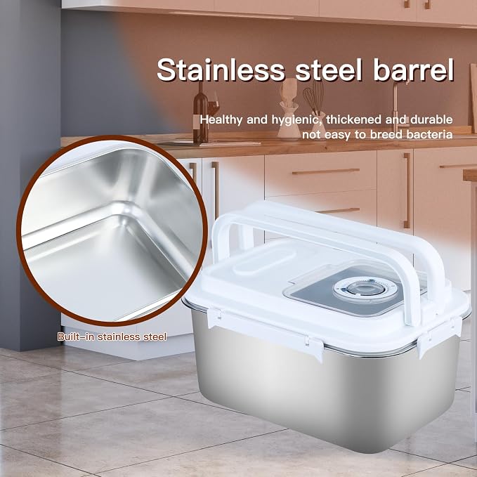 RUIAN 10L Airtight Pet Food Storage Container Stainless Steel with Scoop | - Translucent Moisture-Proof Plastic Bin for Dry Food, Cat/Dog Treats, Grains - Seal Locking Lid Keep Fresh (JC366-2)