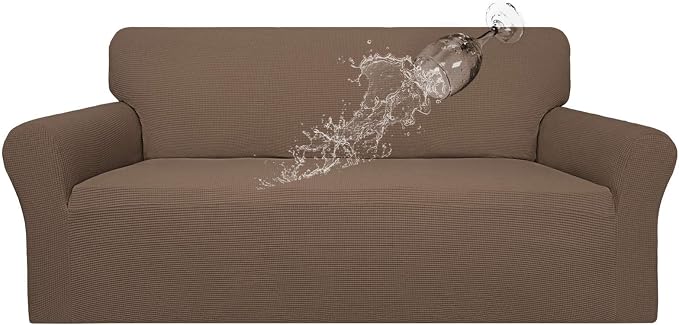 Easy-Going 100% Waterproof Couch Cover, 3 Cushion Couch Slipcover for Sofa | Leakproof Sofa Cover, Stretch Jacquard Furniture Protector Against Stain Spill from Kids, Pets, Dog (Sofa, Brown)