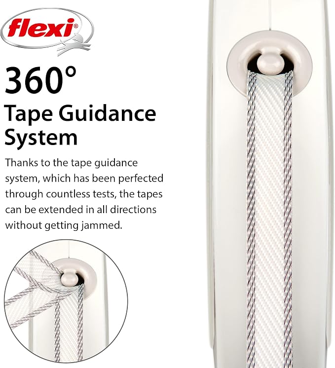FLEXI® Style Tape Retractable Dog Leash, Medium, 16 ft - White/Grey
