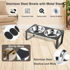 3 Set Elevated Cat Food Water Bowls, 6 Stainless Steel Bowls for Indoor Pet with Cute Metal Stand, 10° Tilted Anti-Vomiting Raised Wide Shallow Cat Dishes Whisker Friendly for Multiple Kitten,Puppy