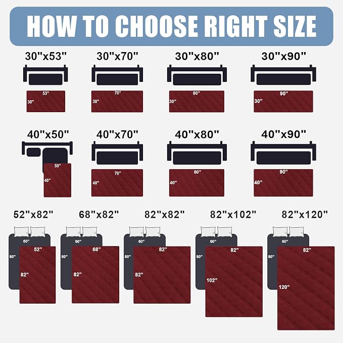Smiry Waterproof Reversible Pet Couch Covers for Dogs | Pet Friendly, Soft Fabric, Washable Sofa Furniture Protector for Dogs Cat Kids, Checkered (52"x82", Wine Red/Wine Red)