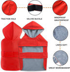 Dog Raincoat Dog Rain Jacket Hooded Poncho Waterproof Pet Rain Suit Double-Layered Breathable Lining Leash Hole Adjustable Puppy Small Medium Dogs,Red,XXL,Back Length 15-17.5 inches