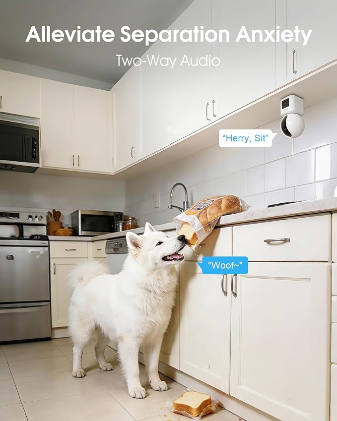 ARCCTV Dual Lens Indoor Security Camera, 2.5K HD Pet Camera via Phone App | 360° Dog Camera for Home Security, 2.4G/5G Dual Band WiFi, Motion Tracking, 24/7 Recording, 2-Way Audio, Baby Monitor