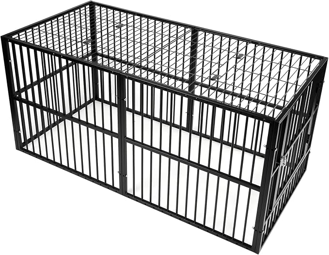 Dog Playpen 32" Height Roof | 25mm Steel Tubes, 40.8 lbs sturdy frame, rubber non-slip feet, indoor outdoor, Small Medium Dogs
