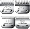 Dog Grooming Blades Compatible with Andis Clipper/Oster A5/Wahl KM Series | Dog Clipper Blade,Ceramic Blade & Stainless Steel Blade Size:#10+30+7FC+5FC,Silver,3 Count