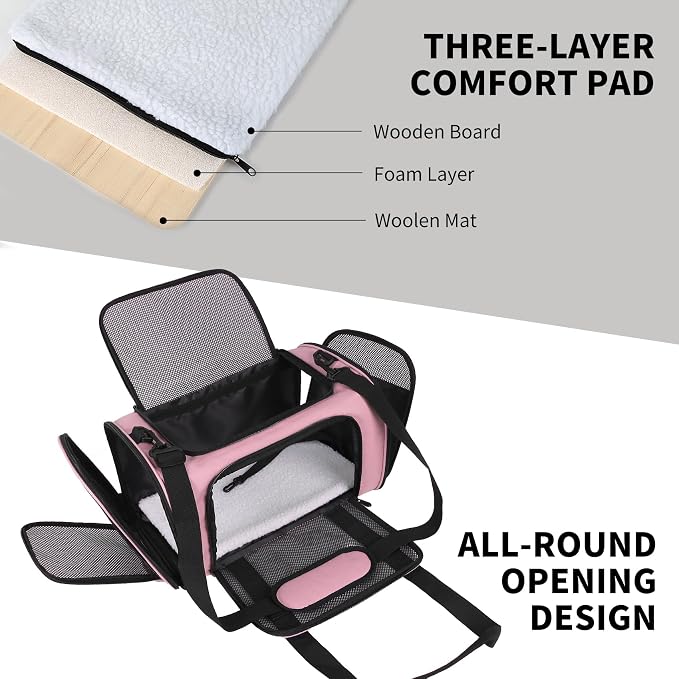Carriers Soft-Sided Pet Carrier Pink for Medium Large Cats Dogs Undertake 35Lbs,Ventilated Mesh Windows,Top Load Cat Carrier with Airline Approved(X-Large,Pink)