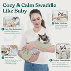 Supet Cat Grooming Wrap for Cutting Nails, Self-Adhesive Calm Cat Swaddle | Bite-Proof Mesh Hood & Thick Waist Strap Anti-Escape Anti-Scratch Bag for Nail Trimming, Medication, Ear Cleaning (Green S)