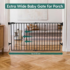Babelio 31.5-55" No Bottom Bar Baby Gate Extra Wide, 2-in-1 Auto Close Dog Gate for The House, Stairs and Doorways, with Large Walk Thru Door, Black | Easy Install| One-handed Opening| Auto-close| Drill Needed Indoor Safety Dog/Pet Gate for Stairs, Hal...