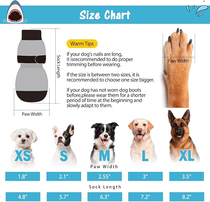 SCENEREAL Anti Slip Dog Sock to Prevent Licking Paws for Hardwood Floors, Boots & Paw Protector Shoes for Hot/Cold Pavement with Grippers, Double Sides Grips for Small Medium Large Senior Dogs