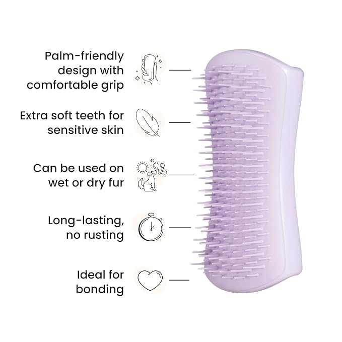 Pet Teezer Puppy Essential Dog Brush, Extra Soft Teeth, Wet or Dry, Purple | Dog grooming tool with ultra-soft two-tier teeth to gently detangle & lift dirt; for puppies, sensitive skin, wet or dry fur