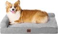 EHEYCIGA Large Dog Bed Memory Foam for Crate, Orthopedic Dog Bed Large Size Dogs with Washable Removable Cover, Waterproof Pet Sofa Couch with Nonskid Bottom, 35x22x6, Grey