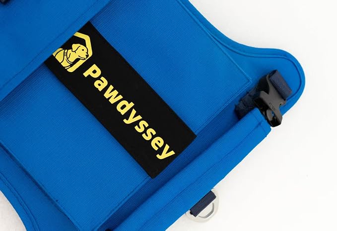 2-in-1 Dog Harness with Built-in Raincoat, Waterproof Packable Dog Rain Jacket, Reflective Adjustable Dog Rain Coat with Leash Portal, Royal Blue Harness/Bright Yellow Raincoat, Small