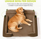 Waterproof Orthopedic Dog Bed for Extra Large Sized Dogs | Memory Foam Pet Bed Sofa with Bolster, Dog Couch with Washable Cover & Non-Slip Bottom, 45x35 Inch, Dark Brown