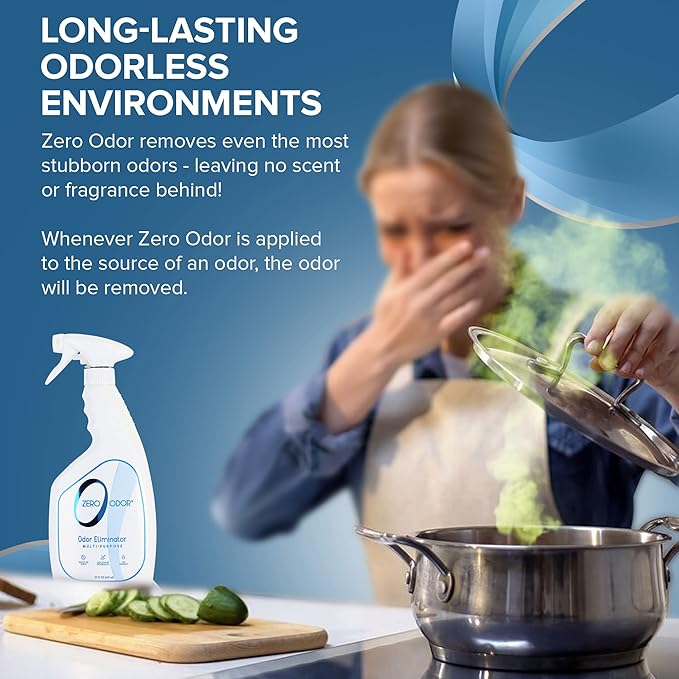 Zero Odor Multi-Purpose Odor Eliminator, Fabric & Room Deodorizer, 22 oz | Odor Eliminator Spray for Hotel, Bathroom, Basement, Trash & Upholstery, Air and Surface use