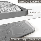 Silicone Cat Litter Mat, 34“ x 22” Waterproof Cat Litter Mats for Floors, Raised Edges Prevent Leaks and Make Cleaning Easy (Gray)
